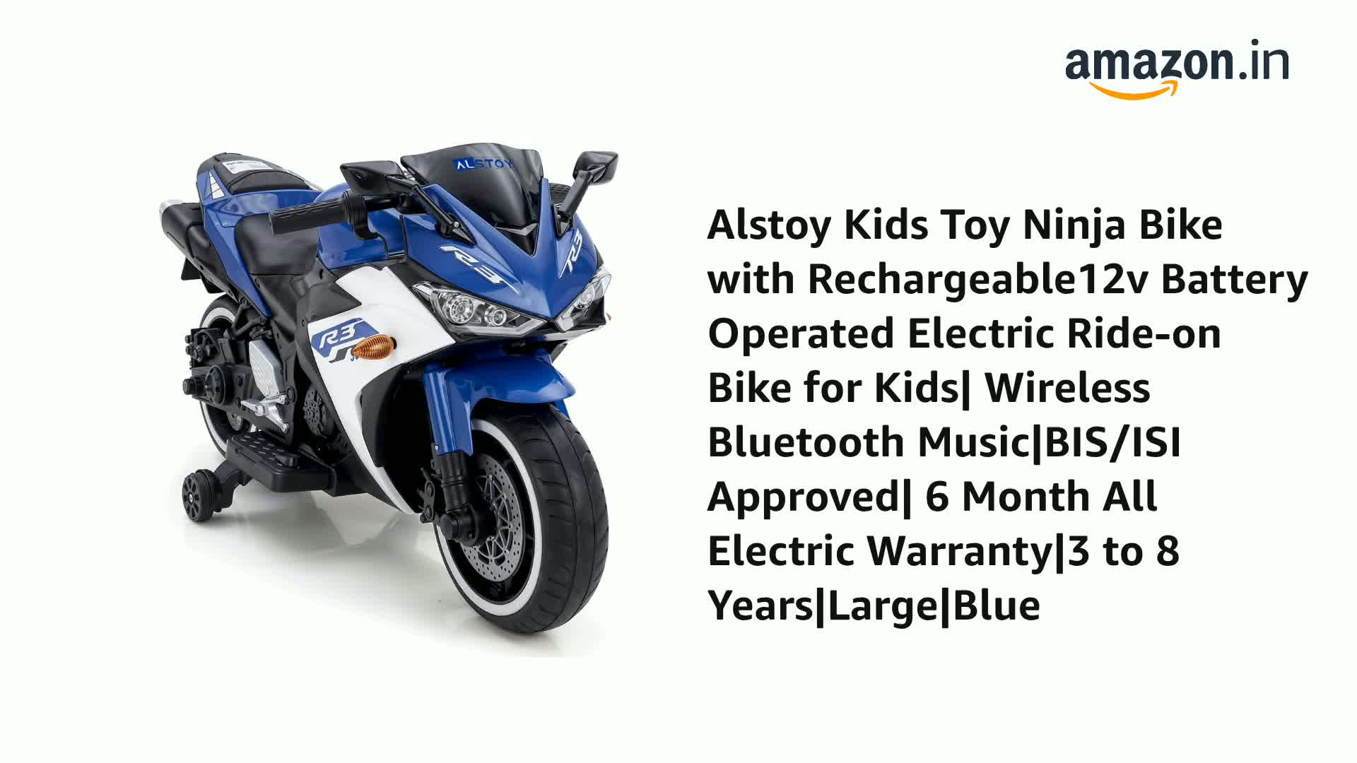 Buy Alstoy Ninja Ride-On Bike for Kids | 12V Rechargeable Battery